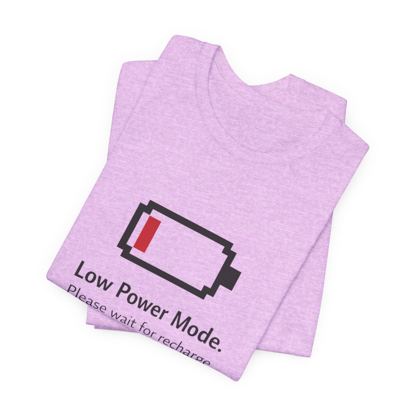 Low Power Mode T-Shirt – Pixel Battery Graphic Tee with “Please wait for recharge.” alternate view 21
