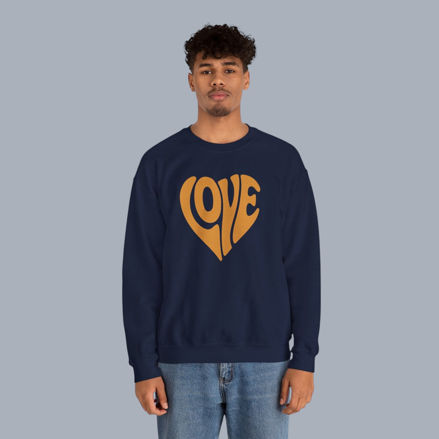 Crewneck Sweatshirt — Retro Heart "LOVE" Graphic Pullover