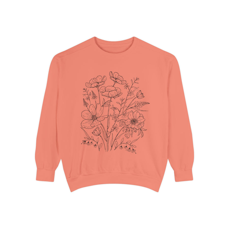 Wildflowers Outline Garment-Dyed Sweatshirt alternate view 5