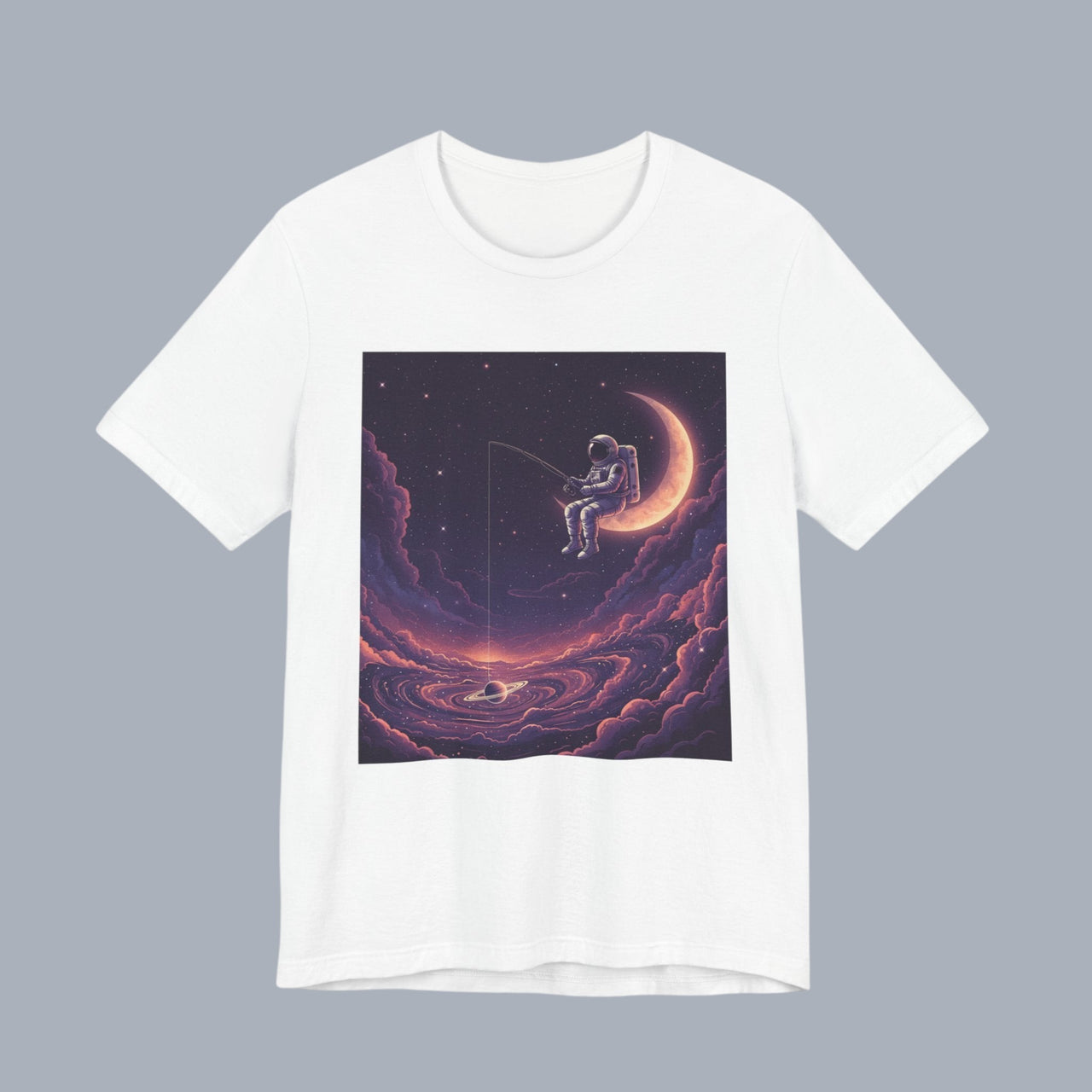 Astronaut Moon Fishing T‑Shirt — Dreamy Cosmic Scene Graphic Tee alternate view 7