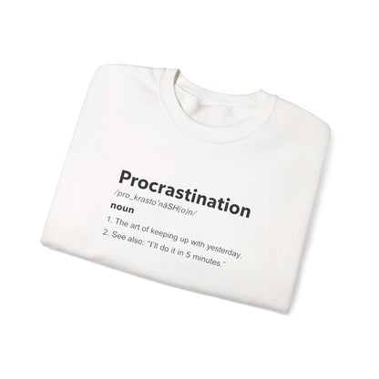 Procrastination Definition Sweatshirt — Funny Minimalist Crewneck for Students & Remote Workers alternate view 7