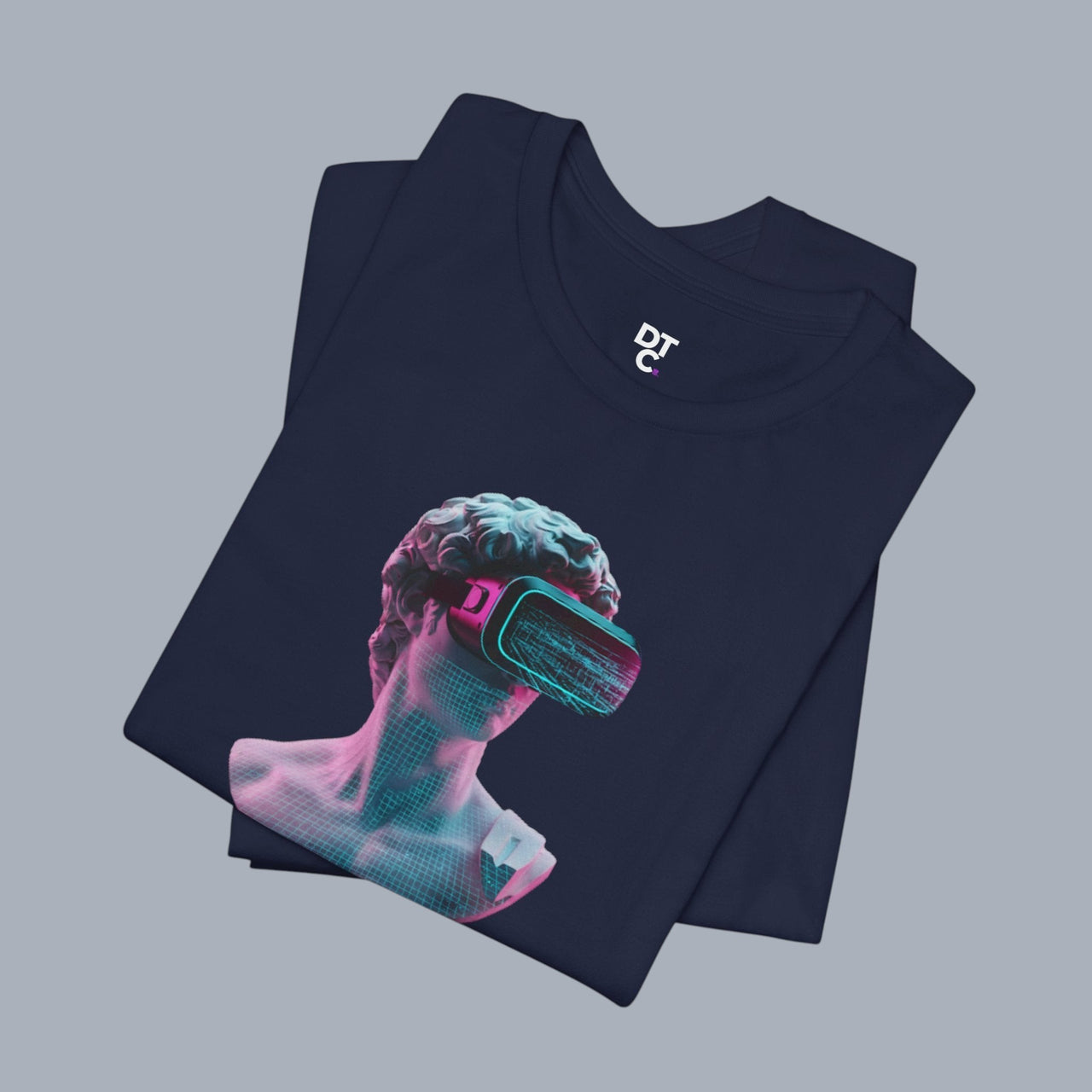 Retro Vaporwave Statue VR T‑Shirt — Neon Aesthetic Gaming Tee alternate view 16