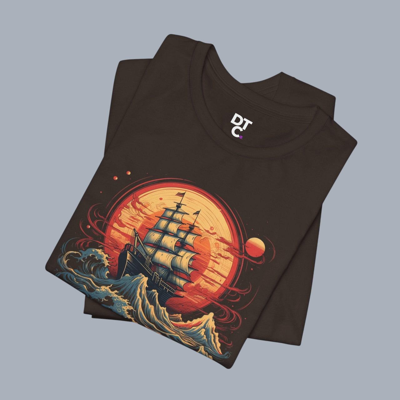 Sailing Sunset Tee — Vintage Ship Graphic T-Shirt
