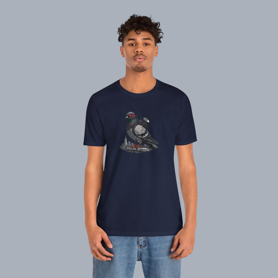 Surveillance Pigeon Cityscape Tee — Urban Bird Graphic T-Shirt alternate view 21