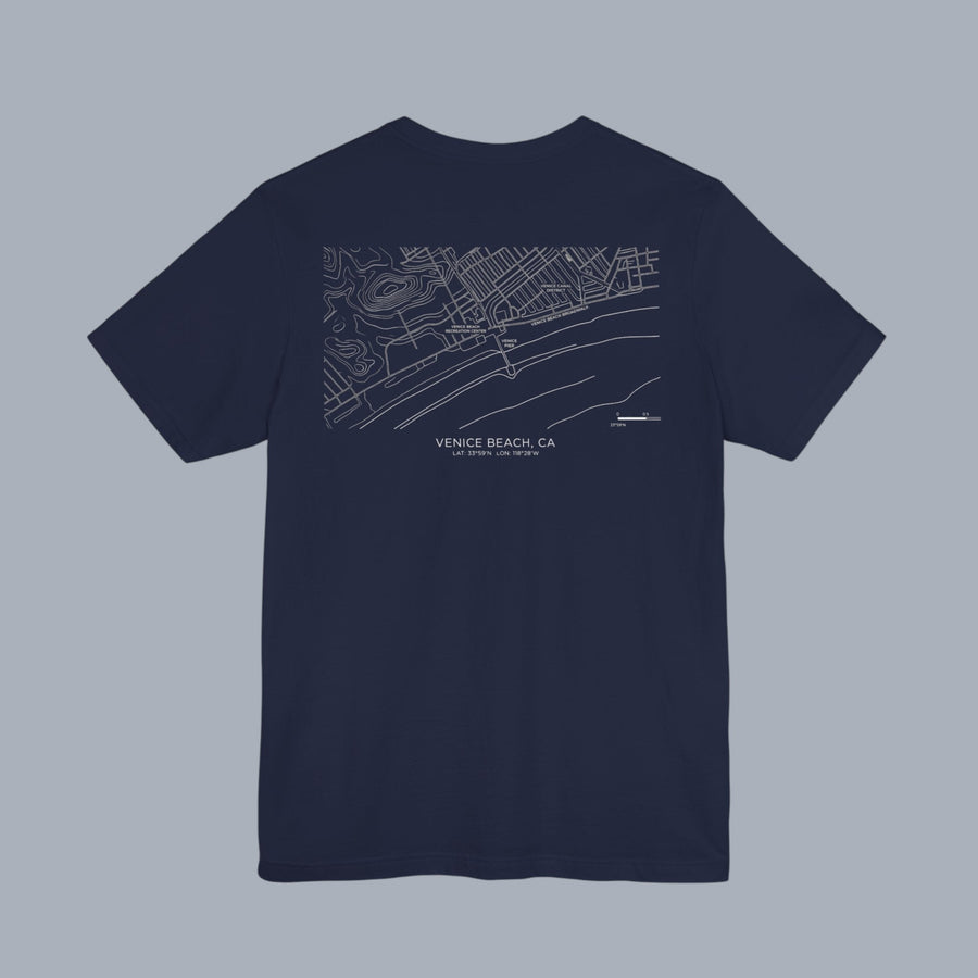 Venice Beach Map T‑Shirt — Minimal Coastal Map Graphic Tee