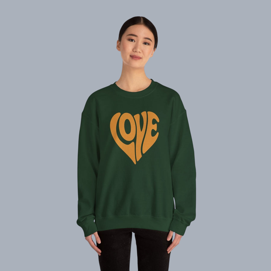 Crewneck Sweatshirt — Retro Heart "LOVE" Graphic Pullover
