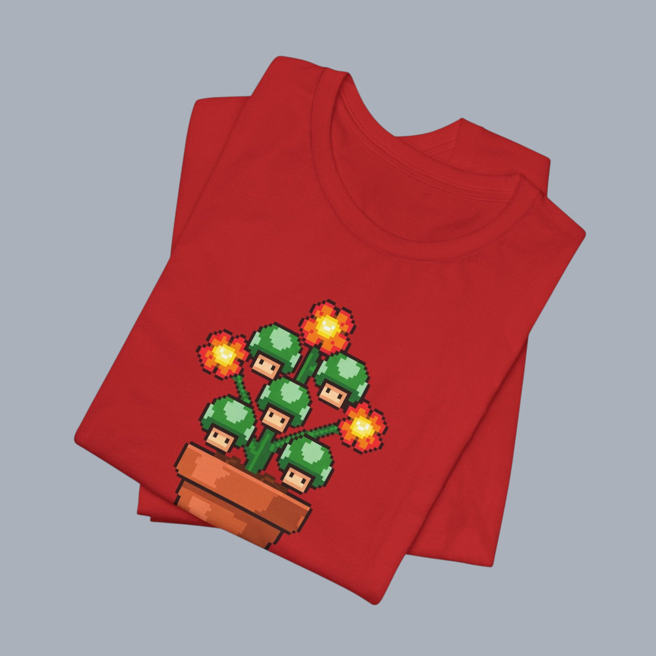 Pixel Mushroom Plant Tee – Retro Video Game Mushroom Pot T-Shirt