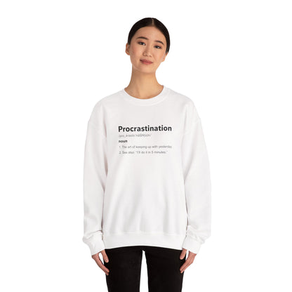 Procrastination Definition Sweatshirt — Funny Minimalist Crewneck for Students & Remote Workers alternate view 6