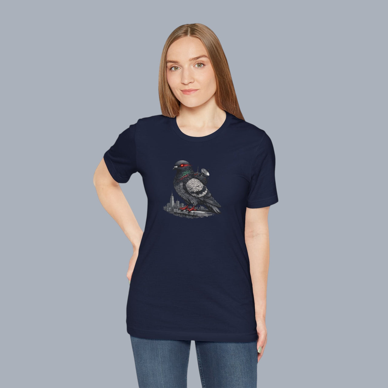 Surveillance Pigeon Cityscape Tee — Urban Bird Graphic T-Shirt alternate view 20