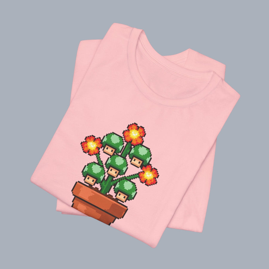 Pixel Mushroom Plant Tee – Retro Video Game Mushroom Pot T-Shirt