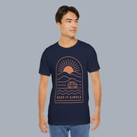 Keep It Simple Sunset Tee — Minimal Camper Van Graphic T-Shirt