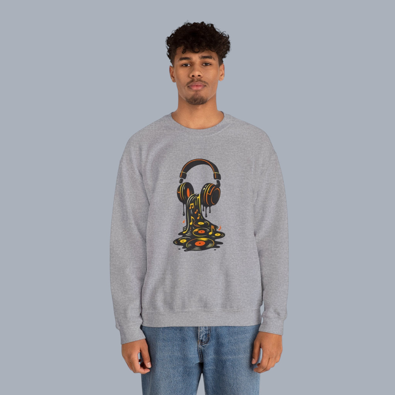 Music Lover Sweatshirt — Melting Headphones Vinyl DJ Crewneck