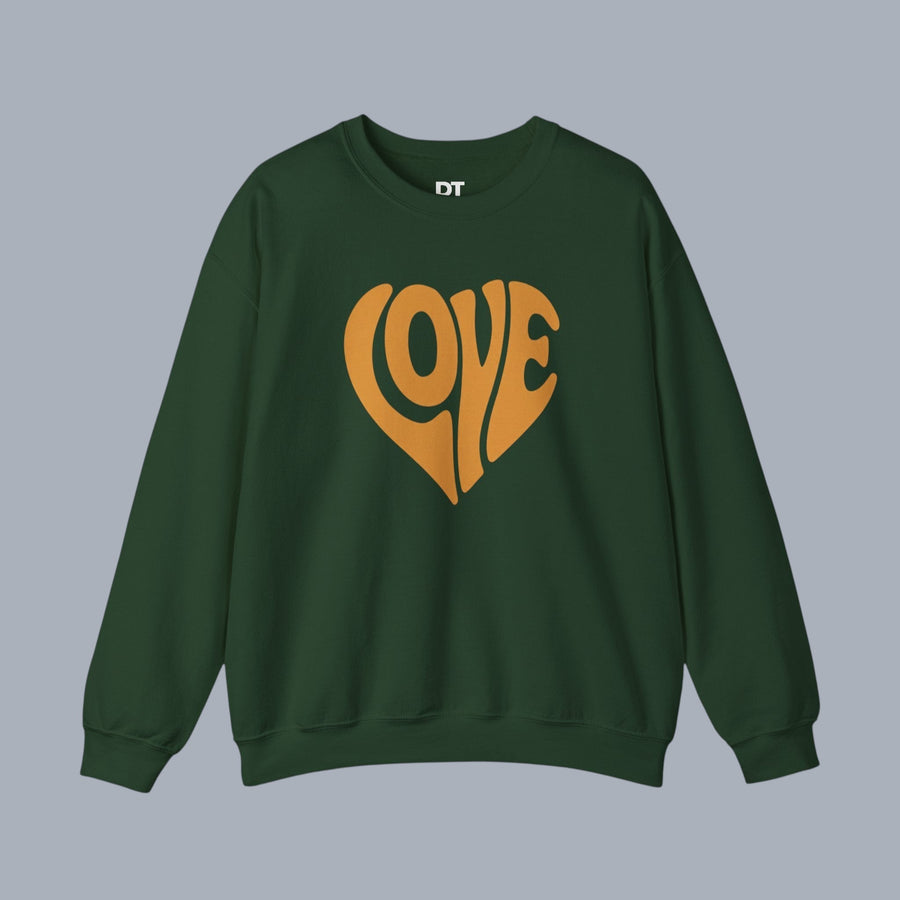 Crewneck Sweatshirt — Retro Heart "LOVE" Graphic Pullover