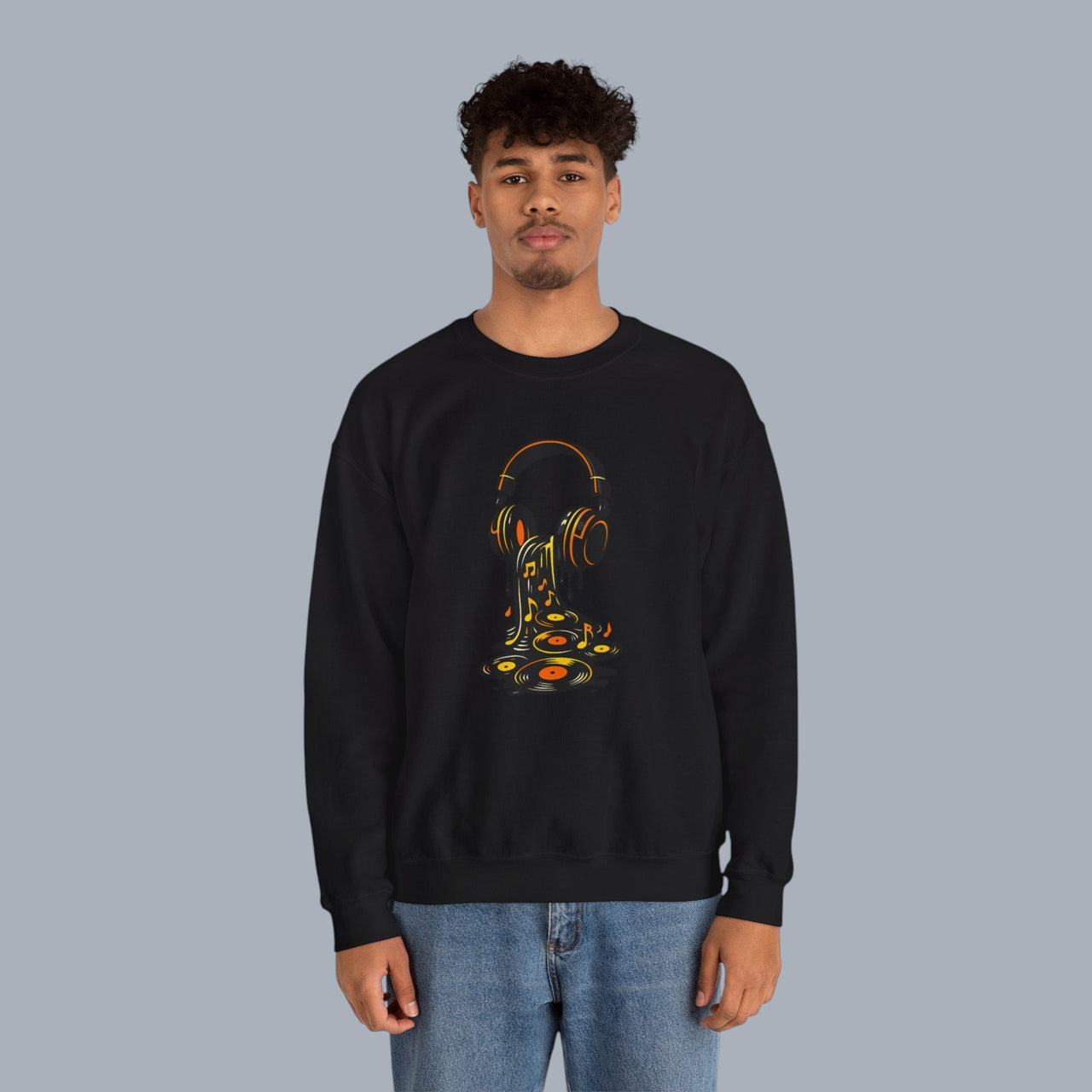 Music Lover Sweatshirt — Melting Headphones Vinyl DJ Crewneck