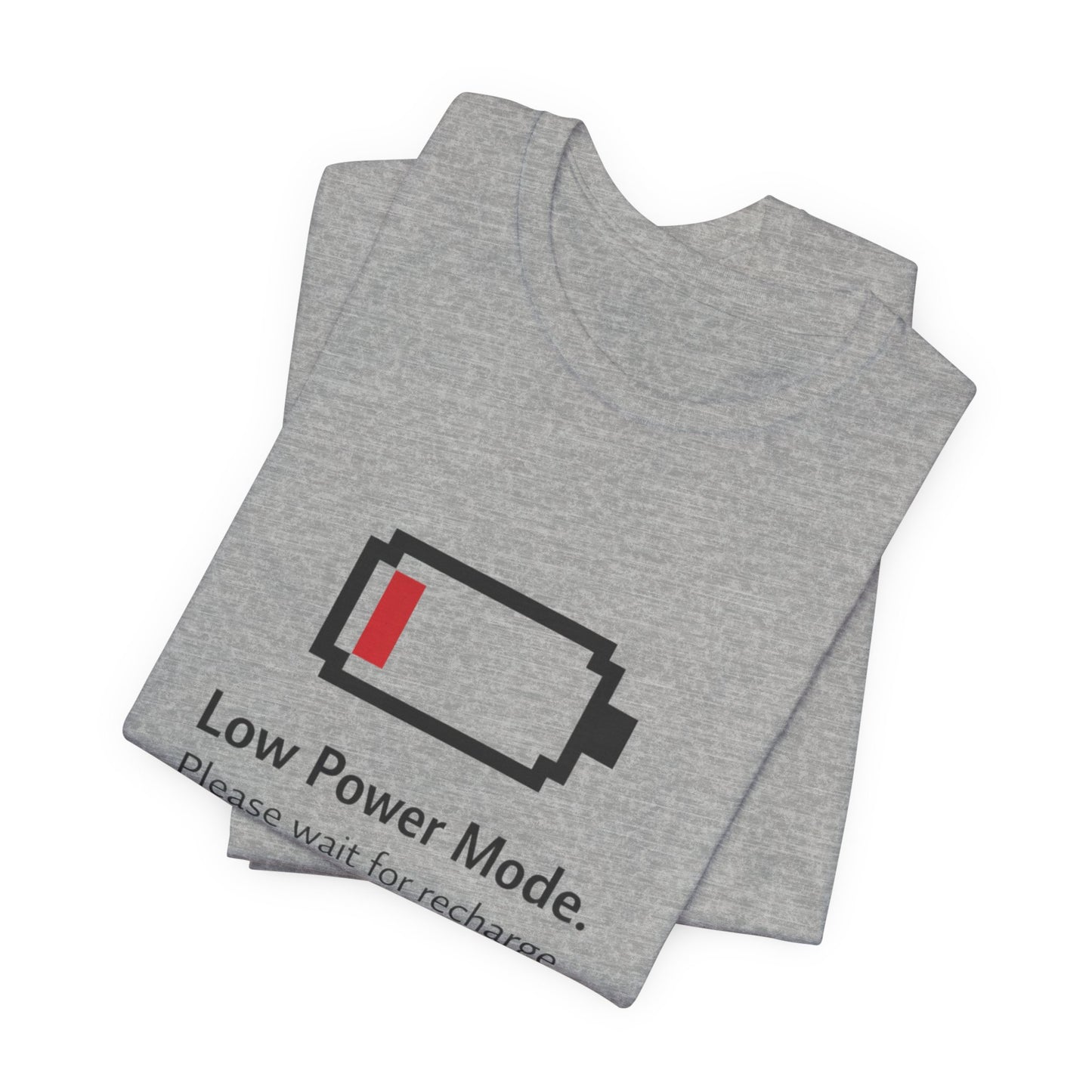 Low Power Mode T-Shirt – Pixel Battery Graphic Tee with “Please wait for recharge.” alternate view 15