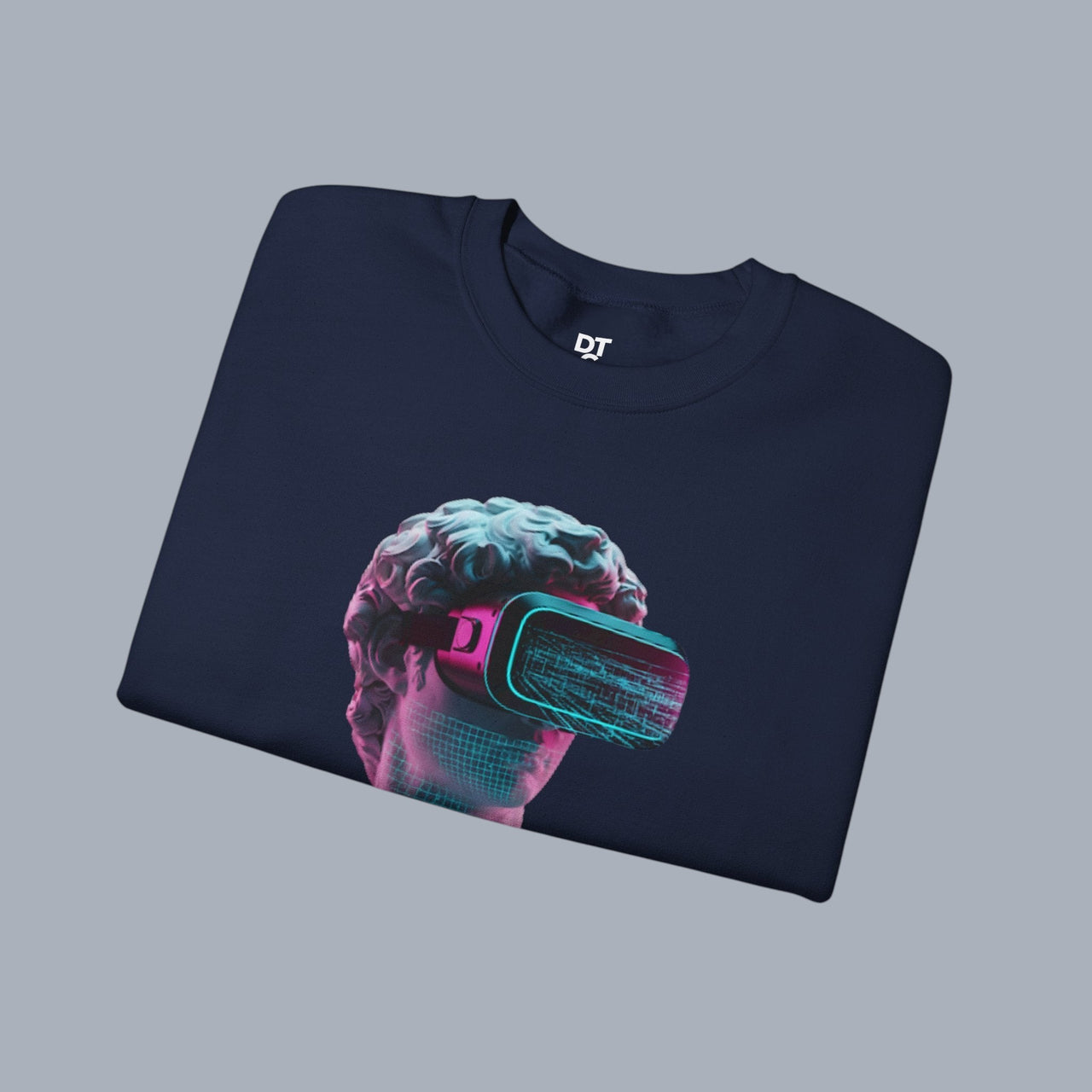 Retro Vaporwave Statue Crewneck Sweatshirt – VR Bust Graphic alternate view 21