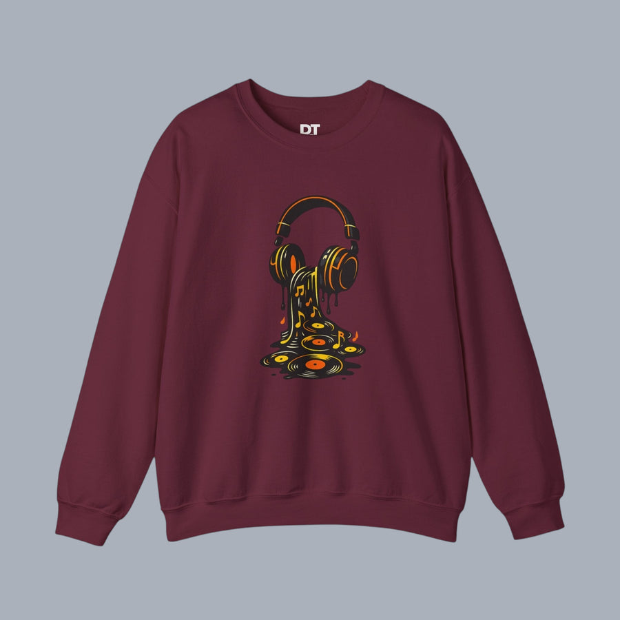 Music Lover Sweatshirt — Melting Headphones Vinyl DJ Crewneck