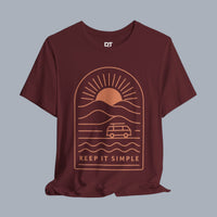 Keep It Simple Sunset Tee — Minimal Camper Van Graphic T-Shirt