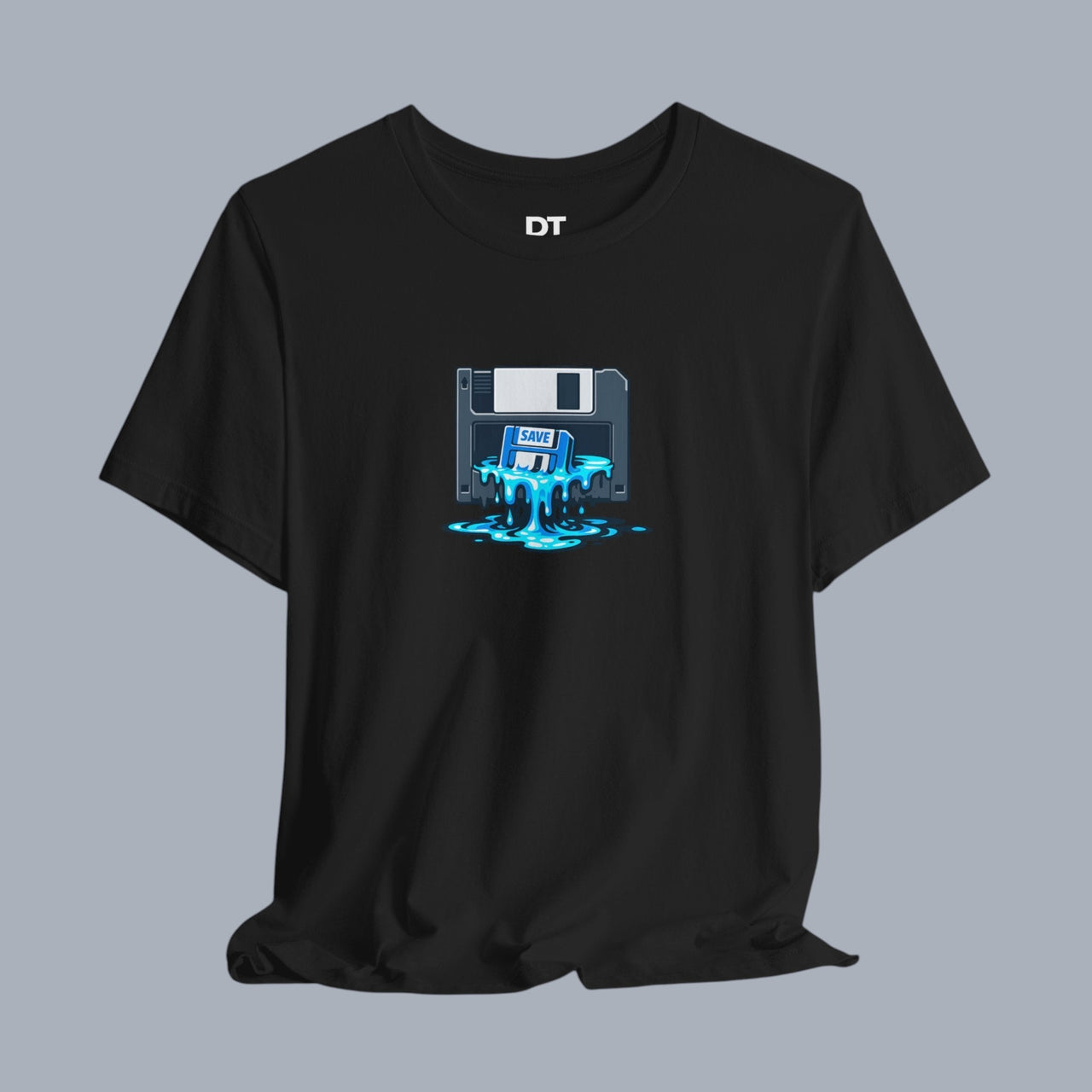 Retro Floppy Disk Tee — Melting 90s Tech Graphic T-Shirt product photo