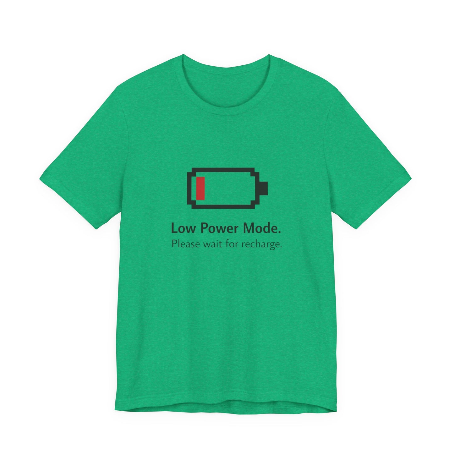 Low Power Mode T-Shirt – Pixel Battery Graphic Tee with “Please wait for recharge.” alternate view 10