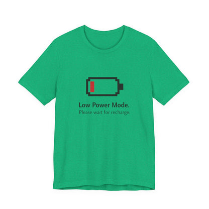 Low Power Mode T-Shirt – Pixel Battery Graphic Tee with “Please wait for recharge.” alternate view 10