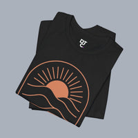 Keep It Simple Sunset Tee — Minimal Camper Van Graphic T-Shirt