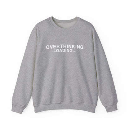 Green sweatshirt featuring white lettering "OVERTHINKING LOADING..."