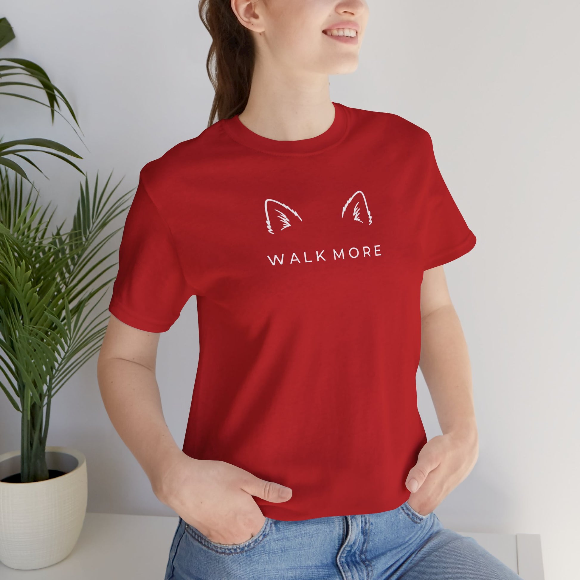 T-Shirt — 'Walk More' Minimal Dog Ears Graphic Tee