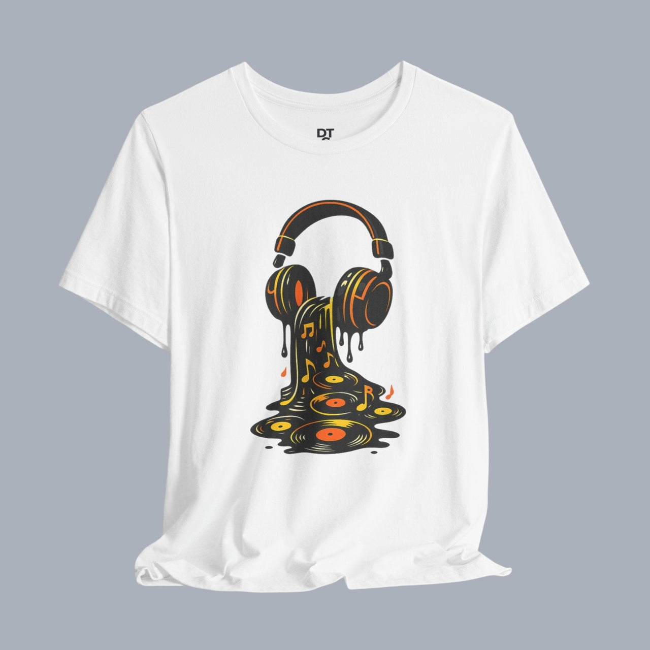 Melting Headphones Tee — Retro Vinyl Drip Music T-Shirt product photo