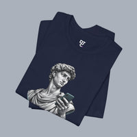 David Statue with AirPods Holding Phone T‑Shirt — Classical Art Meme Tee alternate view 18