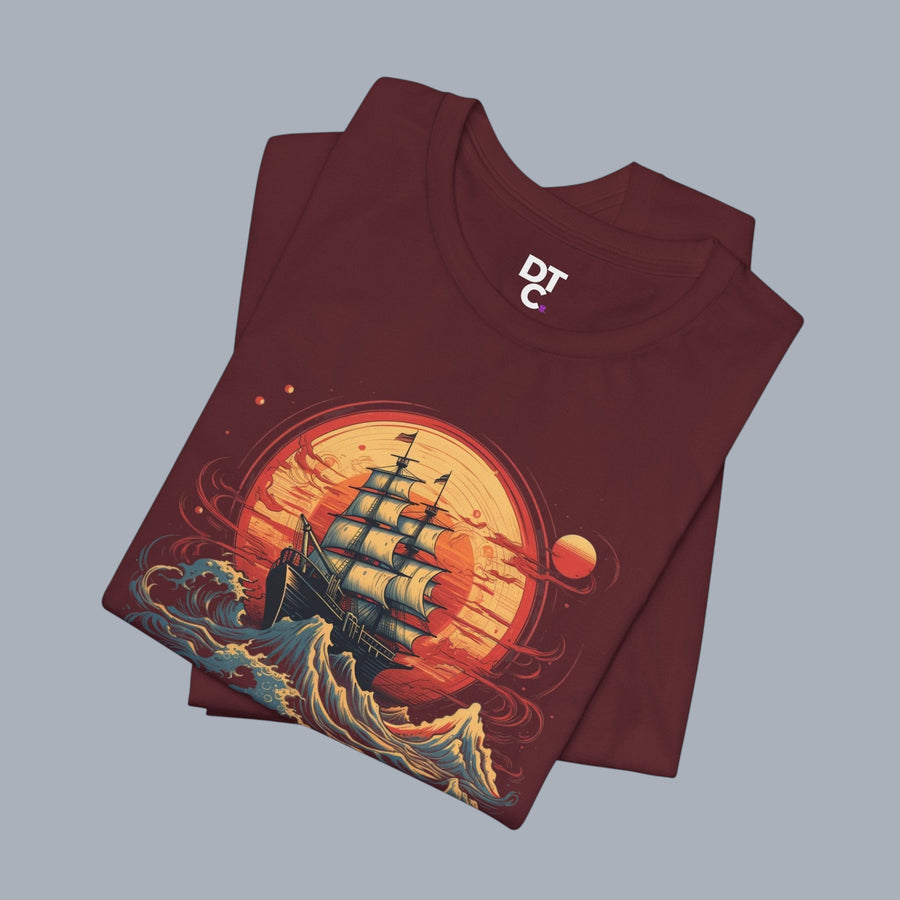Sailing Sunset Tee — Vintage Ship Graphic T-Shirt