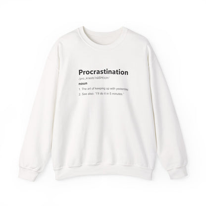 Procrastination Definition Sweatshirt — Funny Minimalist Crewneck for Students & Remote Workers alternate view 3