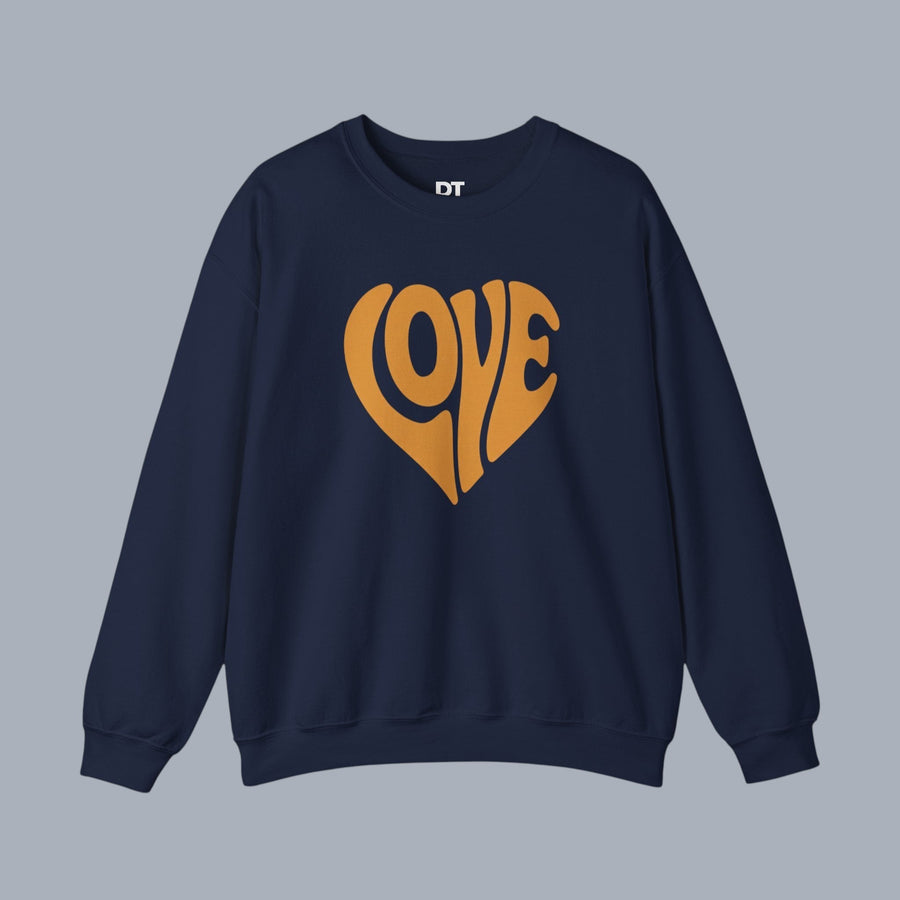 Crewneck Sweatshirt — Retro Heart "LOVE" Graphic Pullover