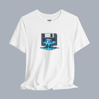 Retro Floppy Disk Tee — Melting 90s Tech Graphic T-Shirt alternate view 3