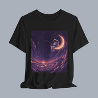 [Astronaut fishing in a cosmic scene with a crescent moon