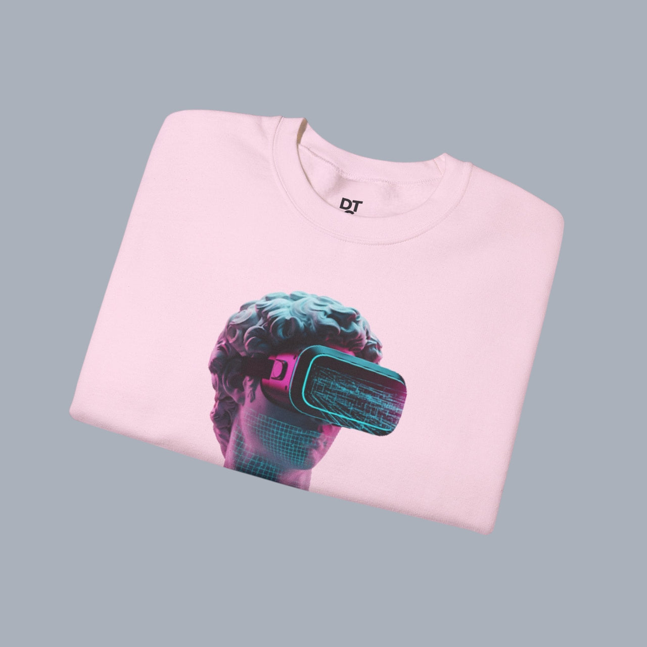 Retro Vaporwave Statue Crewneck Sweatshirt – VR Bust Graphic alternate view 23