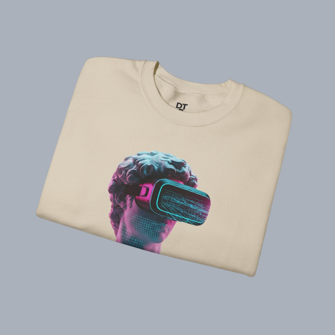 Retro Vaporwave Statue Crewneck Sweatshirt – VR Bust Graphic alternate view 16