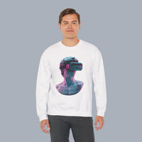 Retro Vaporwave Statue Crewneck Sweatshirt – VR Bust Graphic alternate view 9