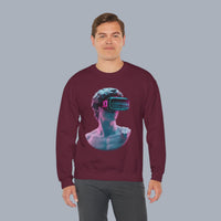 Retro Vaporwave Statue Crewneck Sweatshirt – VR Bust Graphic alternate view 17