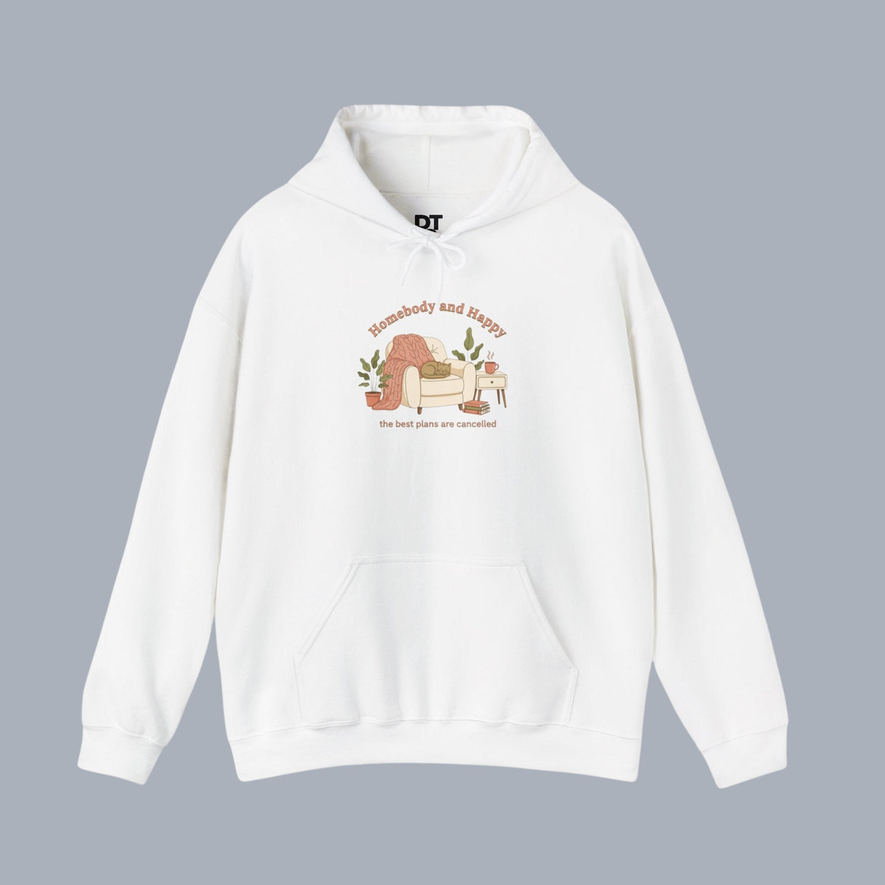 Cozy Reading Hoodie — "Beachside and Happy" Retro Reading Nook Sweatshirt