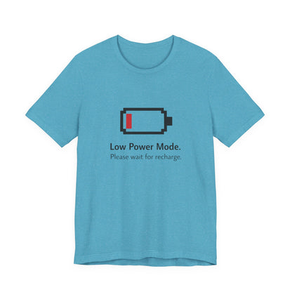 Low Power Mode T-Shirt – Pixel Battery Graphic Tee with “Please wait for recharge.” alternate view 16