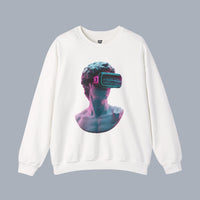 Retro Vaporwave Statue Crewneck Sweatshirt – VR Bust Graphic alternate view 3