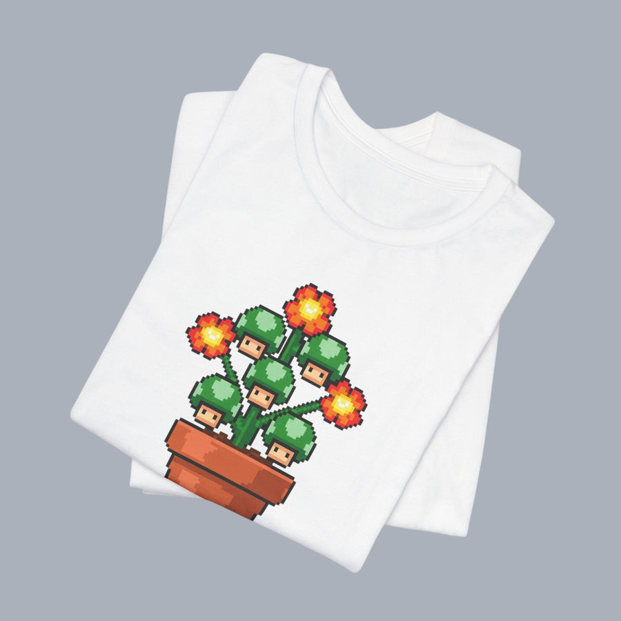 Pixel Mushroom Plant Tee – Retro Video Game Mushroom Pot T-Shirt