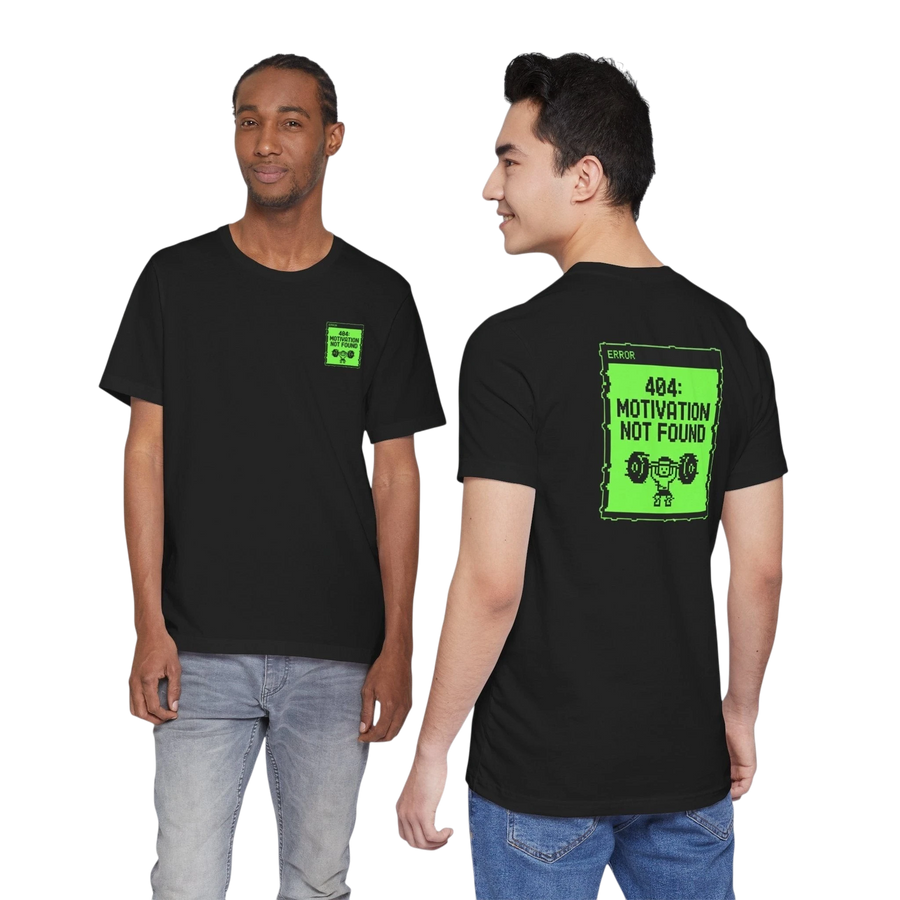 404 Motivation Not Found T-Shirt — Funny Gym Workout Tee alternate view 2