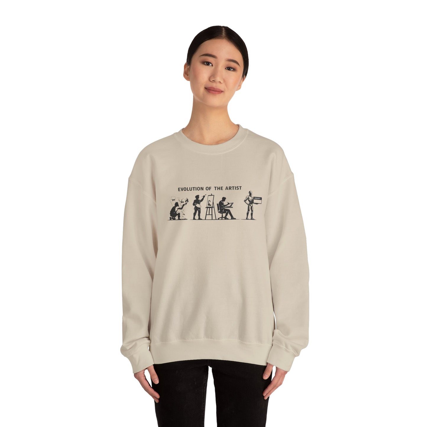 Artist Evolution Crewneck Sweatshirt — "Evolution of the Artist" Graphic Crewneck alternate view 8