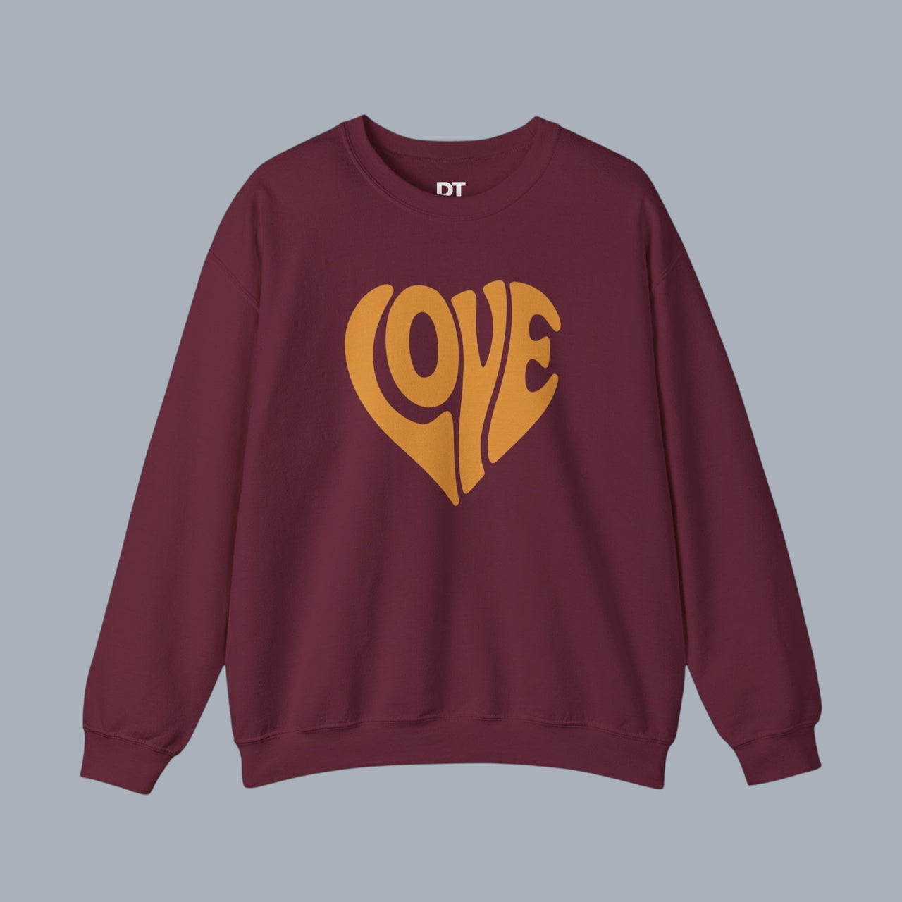 Crewneck Sweatshirt — Retro Heart "LOVE" Graphic Pullover