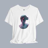 Retro Vaporwave Statue VR T‑Shirt — Neon Aesthetic Gaming Tee alternate view 3