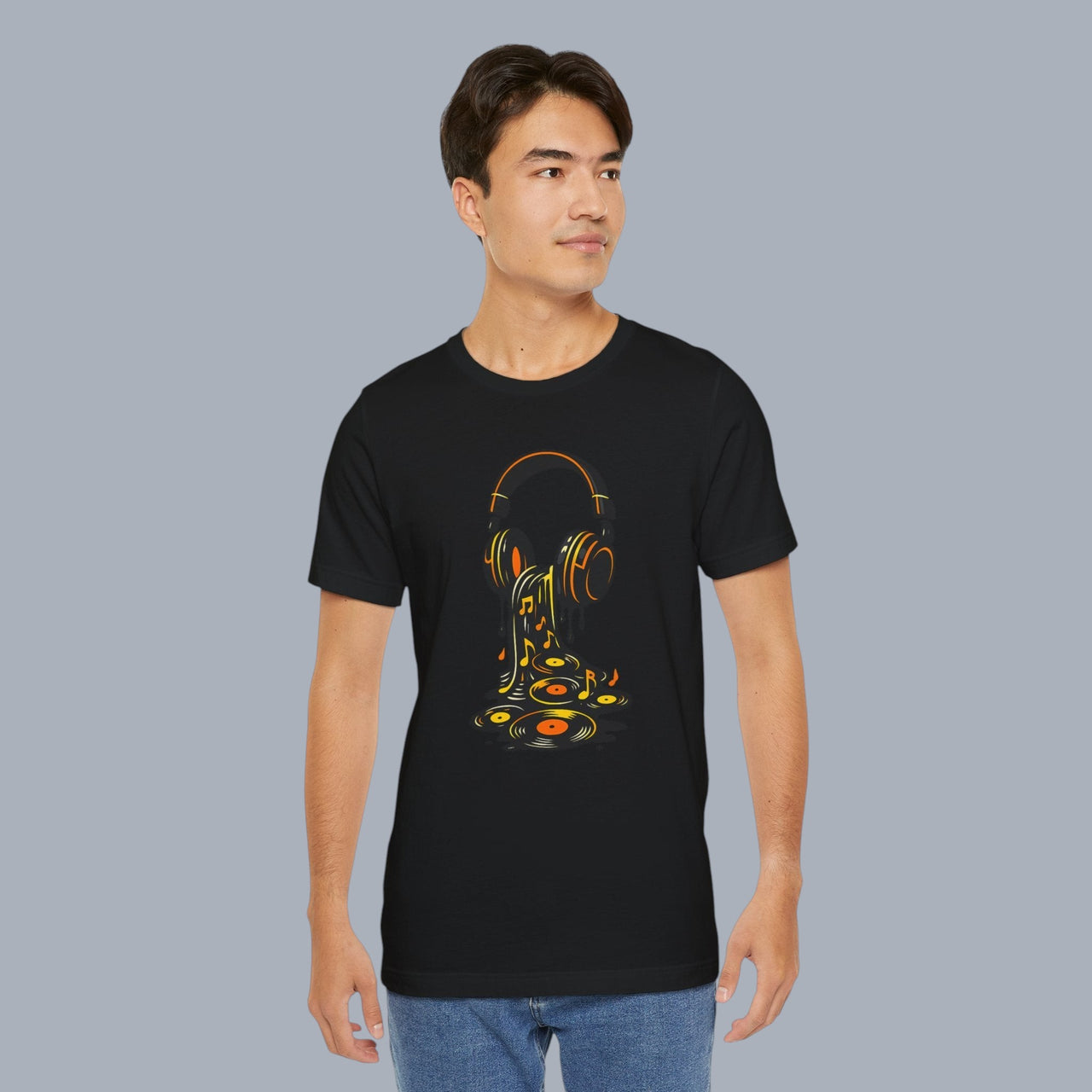 Melting Headphones Tee — Retro Vinyl Drip Music T-Shirt alternate view 10