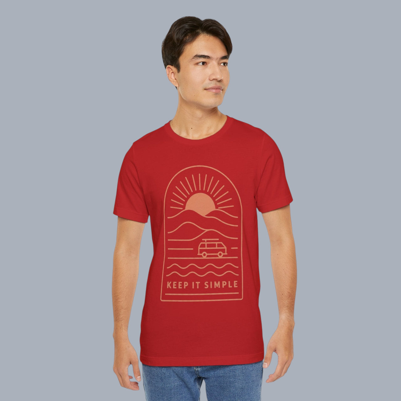 Keep It Simple Sunset Tee — Minimal Camper Van Graphic T-Shirt