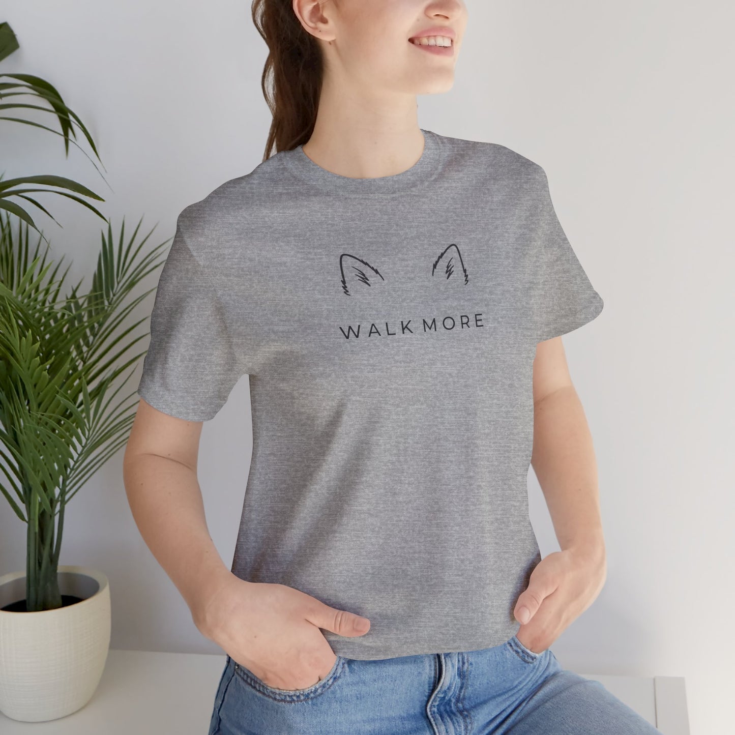 T-Shirt — 'Walk More' Minimal Dog Ears Graphic Tee